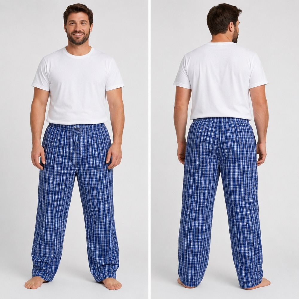 Polo Ralph Lauren Vintage Plaid Pajama Pants Blue White Large NWOT